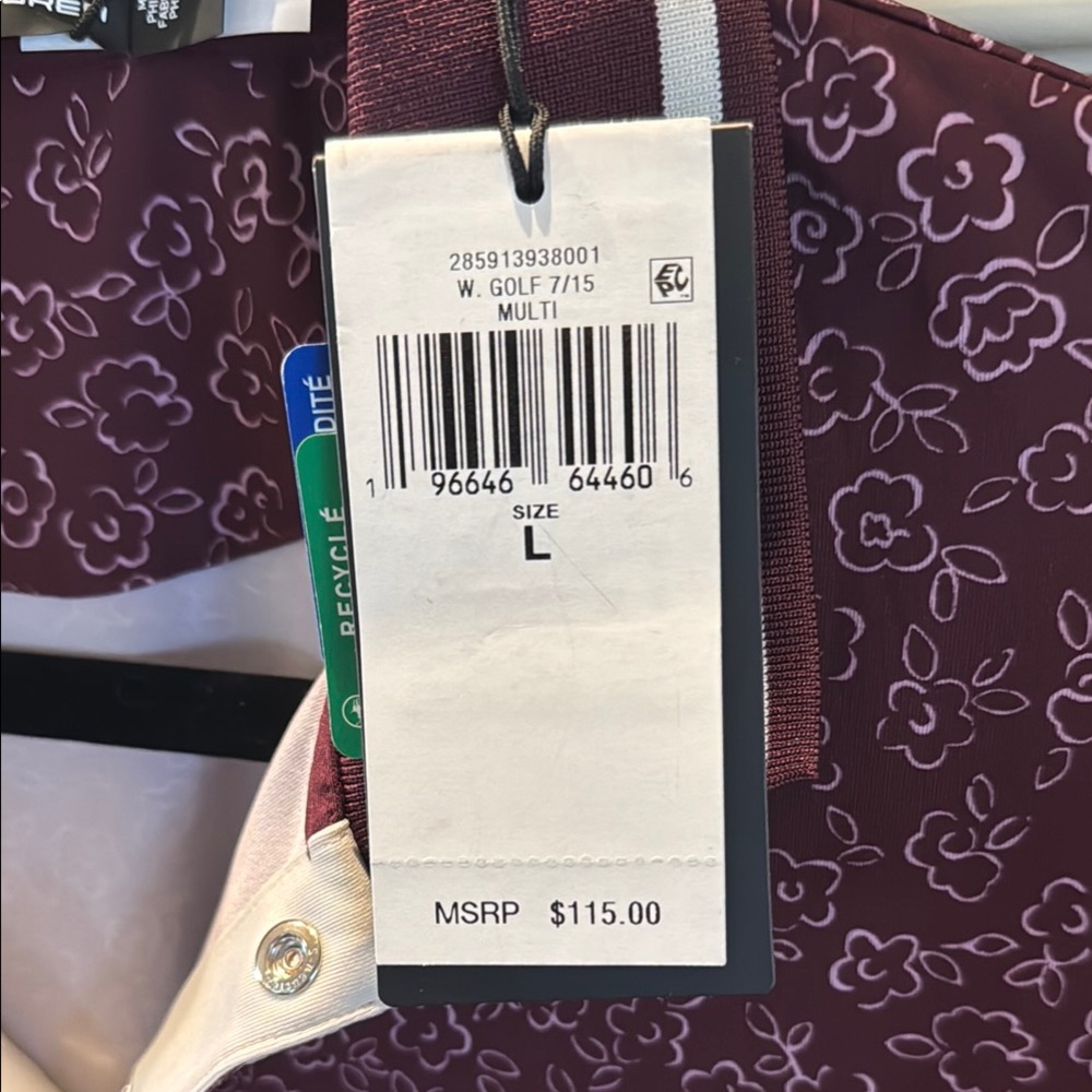 RLX Ralph Lauren Burgundy Floral Golf Shirt- NWT, Size Large